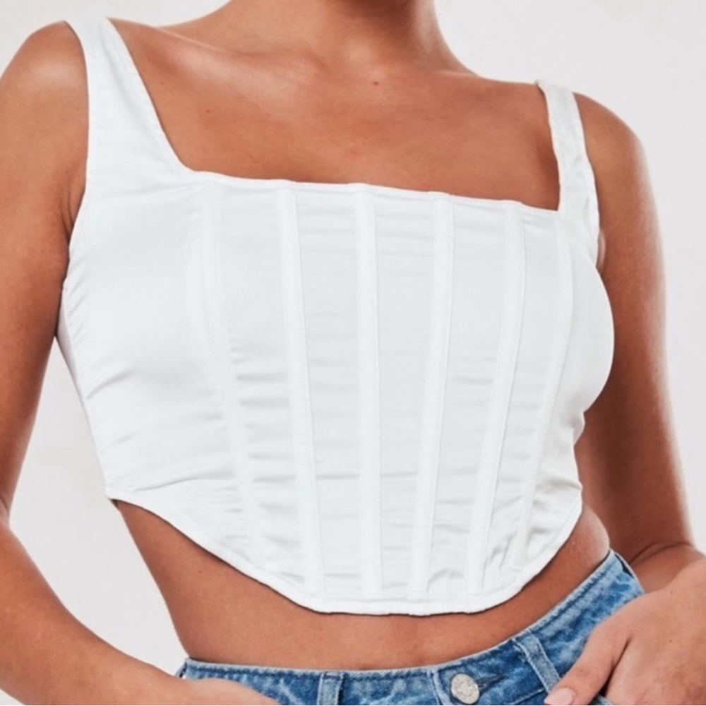 Missguided White Satin Corset Top